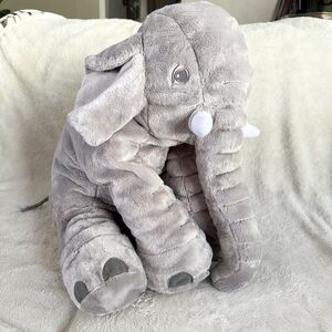 IKEA Elephant Large Floppy Stuffed Animal Toy Grey 24” Embroidered